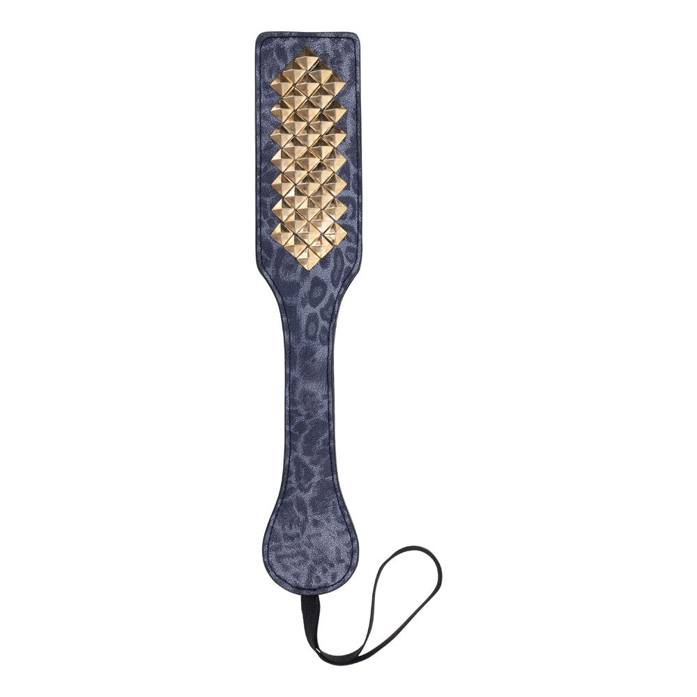 Sex & Mischief Cougar Studded Paddle - Navy Blue Paddle with Gold Studs Sportsheets